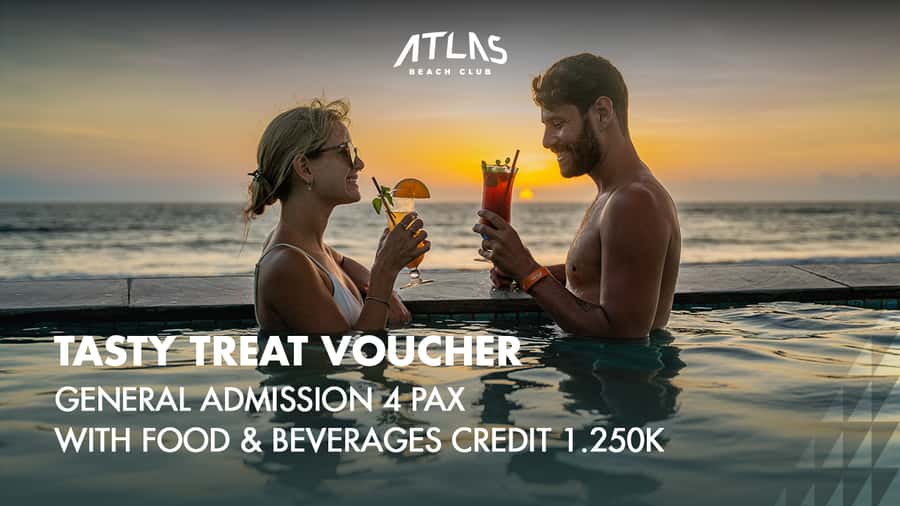 Atlas Beach Club Bali: One Day Pass / F&B Credit Voucher - Your day plan on-site: pools first, then music, then food