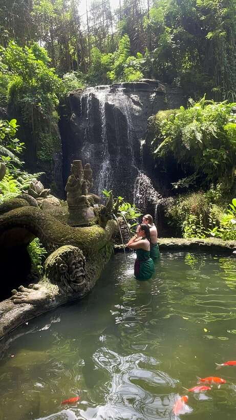 Bali: Purification Ritual at Taman Beji Griya - Sangeh Monkey Forest with long-tailed monkeys and tall-tree shade