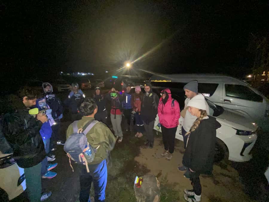 From Bali : Mt Ijen Hike, Blue Fire & Panoramic Lake Guided - Crater time: blue fire, miners harvesting sulfur, and the gas mask moment