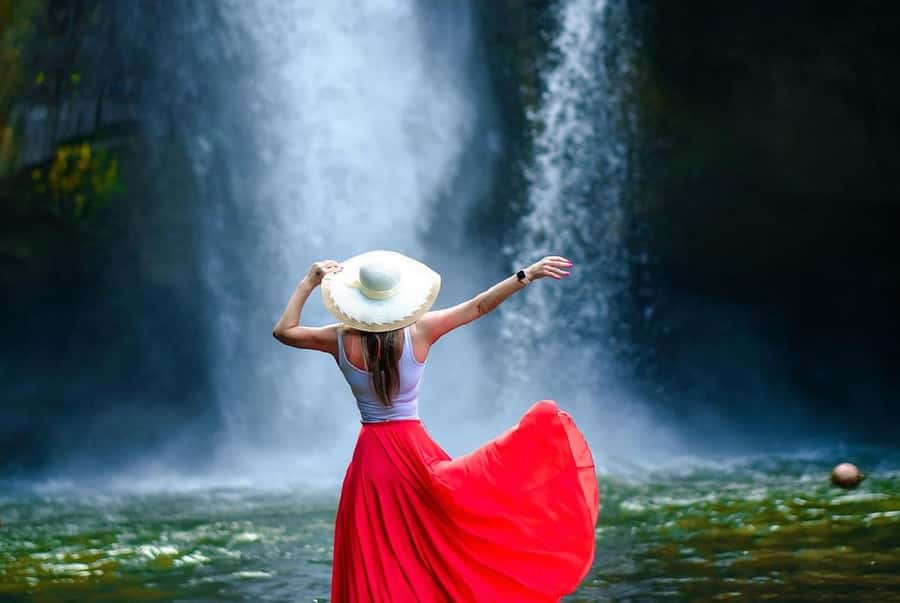 From Bali: Saraswati Temple, Monkey Forest, Ubud Waterfalls - Tegenungan Waterfall: the big photo stop with splash-zone options