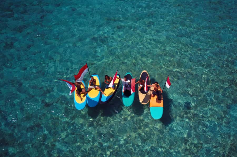 Gili SUP Or Kayak With Drone Shoot . Daylight Or Sunrise - SUP on Gili Trawangan, with drone footage built in