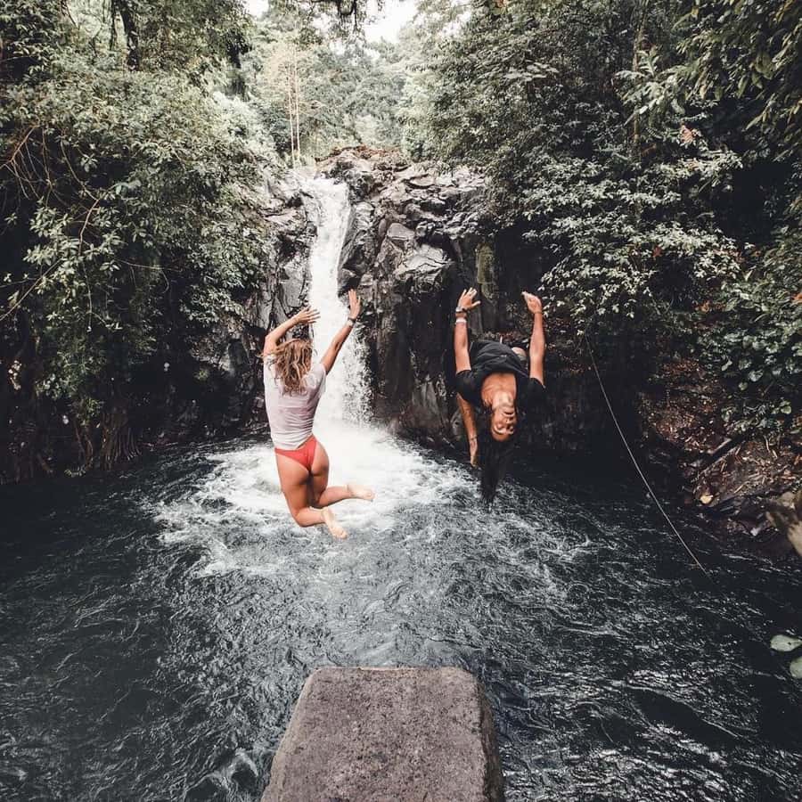 Jumping Sliding at Aling- Aling Waterfall and Handara Gate - Aling-Aling waterfall sliding and jumping, plus the 35-meter photo reality