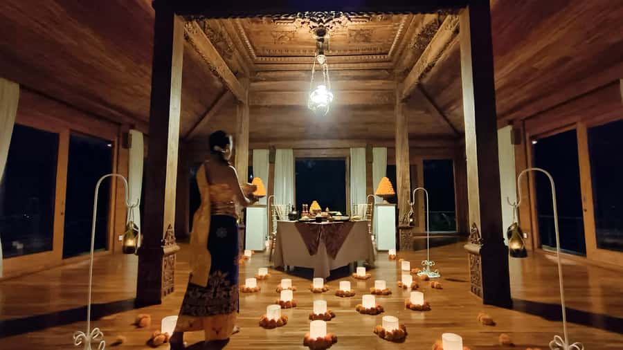Ubud: Balinese Royal Dinner with Tropical Forest Views - Royal dinner setting at Kamandalu Ubud, valley views and quiet romance