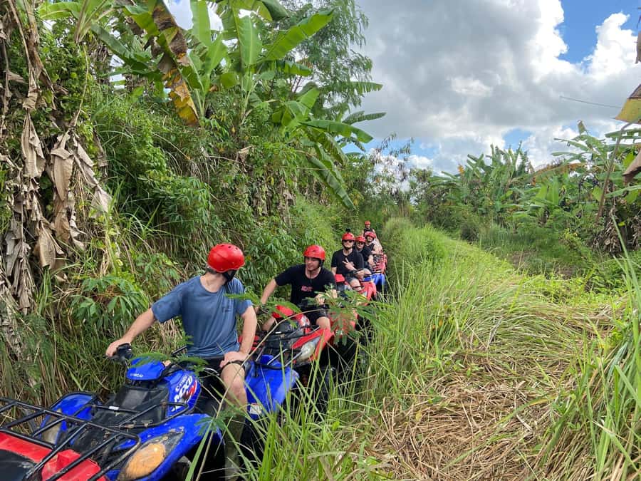 Ubud: Gorilla Face Quad Bike, Jungle Swing, Waterfall & Meal - Gorilla ATV Adventure quad bike ride through rice paddies and Gorilla Face Cave