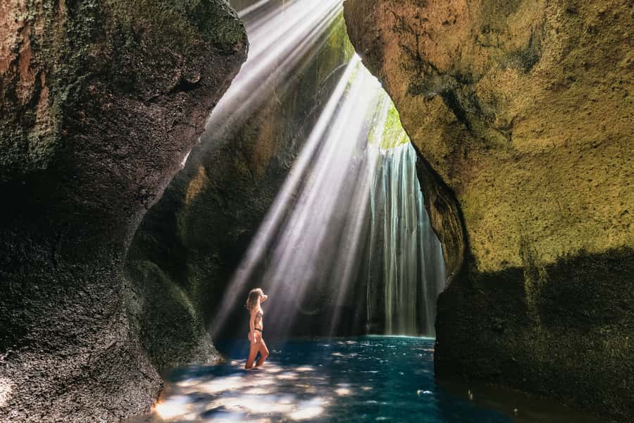 Ubud: Spectacular Waterfalls Tour - Stop 1: Tukad Cepung Waterfall walk, stairs, and that cliff-side drama