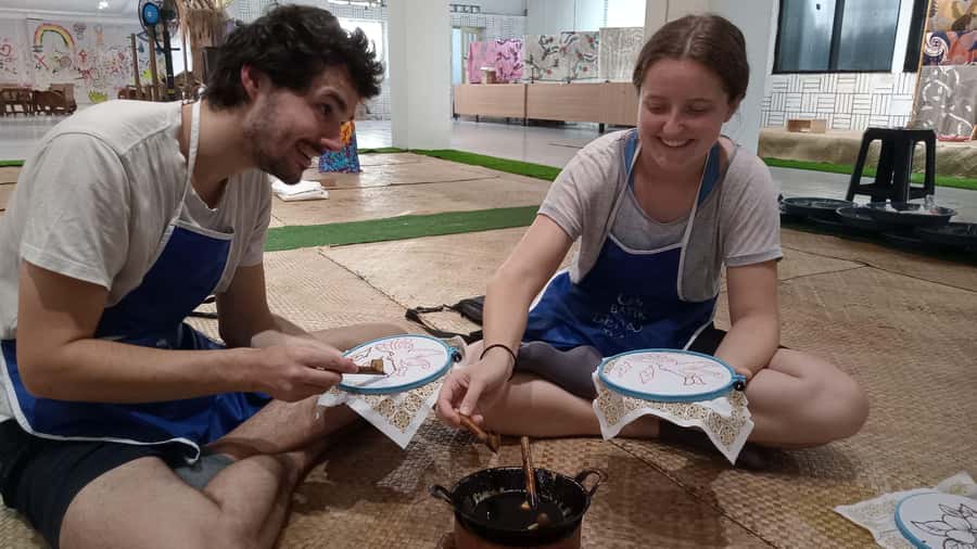 Yogyakarta: Batik Making Class with Expert - The full batik process: sketch to canting wax to color
